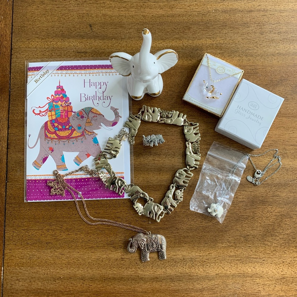 7 piece elephant lover jewelry lot